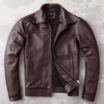 Moto bunda Leather Fashion Motorkářská bunda z pravé hovězí kůže v casual stylu Velikost: M, Barva (Varianta): Hnědá
