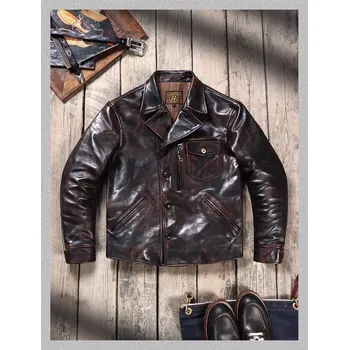 Moto bunda Leather Fashion Kožený kabát v retro automobilovém stylu 40. let Barva: Černá, Velikost: M