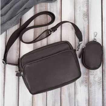 Kabelka Paolo Peruzzi Dámská kožená taška přes rameno s pouzdrem na klíče Peruzzi; hnědá