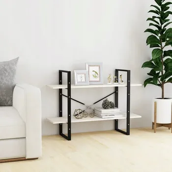 Knihovna 2-patrový regál na knihy, bílý, 100x30x70 cm