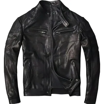 Moto bunda Leather Fashion Kožená bunda z kozí kůže v ležérním stylu Velikost: L, Barva (Varianta): Black Sheepskin