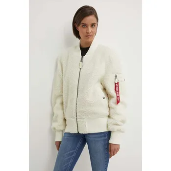 Pánský bomber Bomber bunda Alpha Industries Ma-1 Teddy béžová barva, přechodná, oversize, 108102.16-cream 01X, vel. L