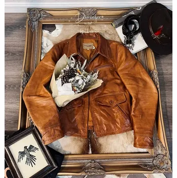 Moto bunda Leather Fashion Retro bunda z toskánské kůže s bavlněnou podšívkou Velikost: M