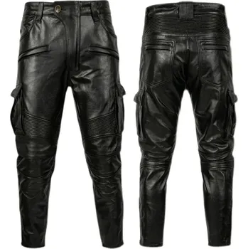 Pánské kalhoty Leather Fashion Kožené motorkářské kalhoty z pravé hovězí kůže Velikost: M, Barva (Varianta): Black Cowhide