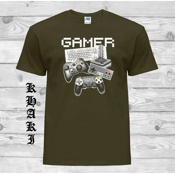 Pánské tričko levne-bavlnene-tricko-potisk-herni-ovladace-PC-hry Barva: Khaki, velikost: XS