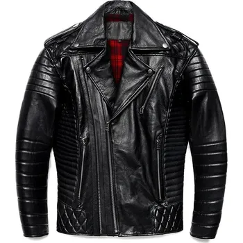 Moto bunda Leather Fashion Kožená bunda v motorkářském stylu z pravé hovězí kůže Velikost: 4XL, Barva (Varianta): Black Cowhide