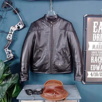Moto bunda Leather Fashion Krátká motorkářská bunda z pravé hovězí kůže Barva: Černá, Velikost: M