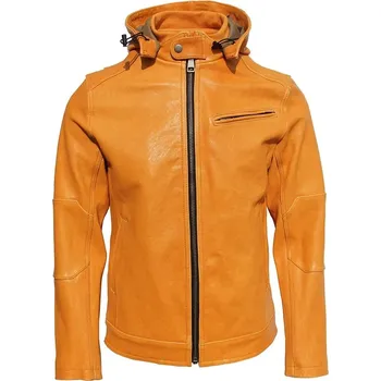 Moto bunda Leather Fashion Zimní kožená bunda s kapucí Barva: Žlutá, Velikost: 3XL