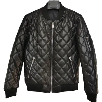 Moto oblečení Leather Fashion Prošívaná bunda z měkké jehněčí kůže pro chladné období Barva: Černá, Velikost: XL