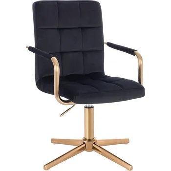 LuxuryForm DESIGN Kosmetická židle VERONA GOLD VELUR na zlatém kříži - černá