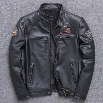 Moto bunda Leather Fashion Klasická bunda z pravé hovězí kůže v retro stylu Velikost: L, Barva (Varianta): Černá