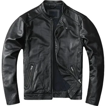 Moto bunda Leather Fashion Motorkářská bunda z jehněčí kůže v úzkém střihu Velikost: M, Barva (Varianta): Black Cowhide