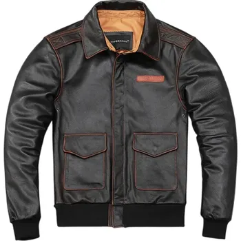 Moto bunda Leather Fashion Letecká bunda A2 z hovězí kůže v pilotním stylu Velikost: XXS, Barva (Varianta): Edged Black