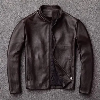 Moto bunda Leather Fashion Kožená bunda v motorkářském stylu s ležérním střihem Barva: Hnědá, Velikost: 4XL