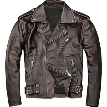 Moto bunda Leather Fashion Motorkářská bunda z telecí kůže v retro provedení Velikost: L, Barva (Varianta): Vintage Brown