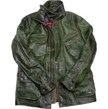 Moto bunda Leather Fashion Kožená bunda M65 v loveckém střihu z pravé kůže Velikost: L, Barva (Varianta): Tmavě zelená