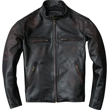 Moto bunda Leather Fashion Pánská černá kožená bunda z telecí kůže s efektem patiny Velikost: M, Barva (Varianta): Vintage Black