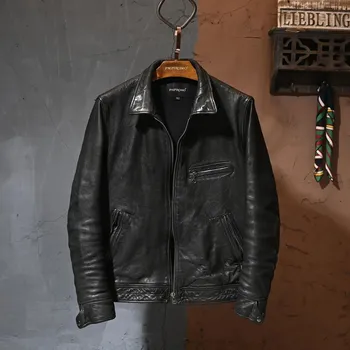 Moto bunda Leather Fashion Luxusní pánská bunda z jehněčí kůže v motorkářském stylu Velikost: L, Barva (Varianta): Thicker