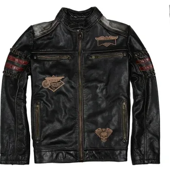 Moto bunda Leather Fashion Motorkářská bunda z teletiny v úzkém střihu Velikost: L, Barva (Varianta): Black Color