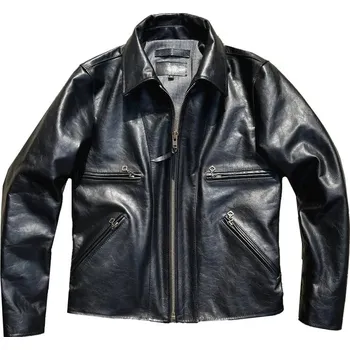 Moto oblečení Leather Fashion Motorkářská bunda z koňské kůže v japonském stylu Barva: Černá, Velikost: 3XL