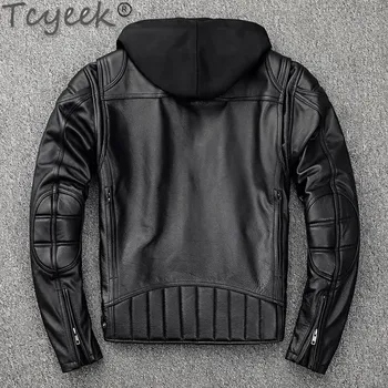 Moto oblečení Leather Fashion Kožená bunda s kapucí Barva: Černá, Velikost: L