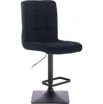 Barová židle LuxuryForm DESIGN Barová židle TOLEDO VELUR na černé hranaté podstavě - černá