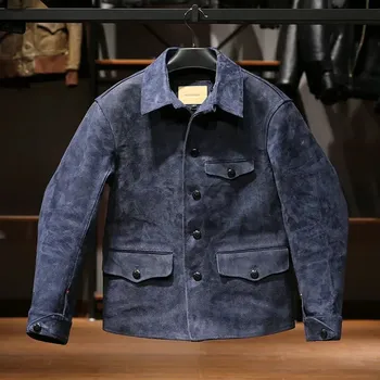 Moto bunda Leather Fashion Kožená bunda ze semiše v retro stylu Velikost: S