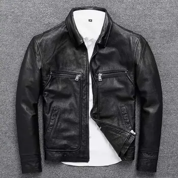 Moto bunda Leather Fashion Vintage bunda z hovězí kůže v ležérním stylu Velikost: XXS, Barva (Varianta): Black New