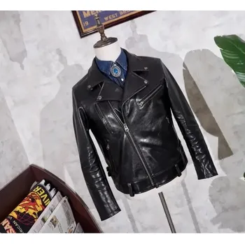 Moto bunda Leather Fashion Dvojitá jezdecká bunda z teletiny v klasickém střihu Velikost: M, Barva (Varianta): black horsehide