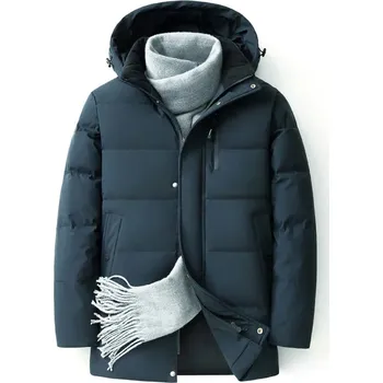 Moto bunda Leather Fashion Středně dlouhá zimní péřová bunda s kapucí Barva: Modrá, Velikost: S