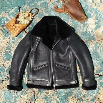Moto bunda Leather Fashion Zimní bunda z pravé jehněčí kůže s vlněnou podšívkou Barva: Černá, Velikost: M