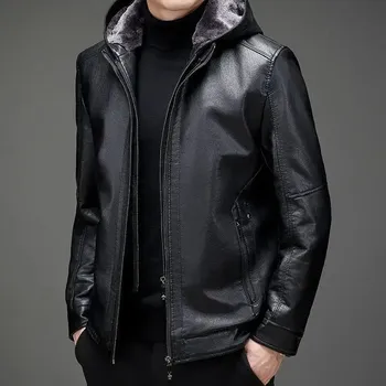 Moto bunda Leather Fashion Zimní krátká bunda z pravé jehněčí kůže s kožíškem Barva: Černá, Velikost: M