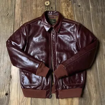 Moto bunda Leather Fashion Kožená letecká bunda A2 v luxusním provedení Barva: Bordová, Velikost: M
