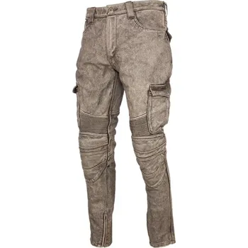 Pánské kalhoty Leather Fashion Motorkářské kalhoty z pravé kůže s ochranou a silným švem Velikost: XS, Barva (Varianta): Vintage Gray