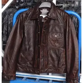 Moto bunda Leather Fashion Kovbojská kožená bunda z pravé hovězí kůže v retro designu Barva: Hnědá, Velikost: M