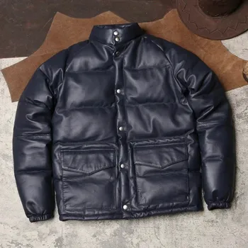 Moto bunda Leather Fashion Pánská zimní bunda z pravé jehněčí kůže s péřovou výplní Velikost: S