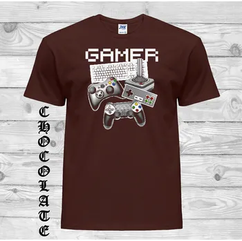 Pánské tričko levne-bavlnene-tricko-potisk-herni-ovladace-PC-hry Barva: Chocolate - čokoládově hnědá, velikost: XS