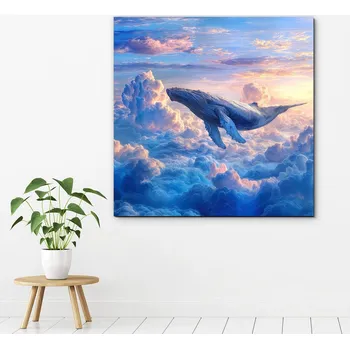 Obraz Dřevěný obraz - Velryba v oblacích | DUBLEZ