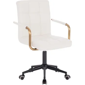 LuxuryForm DESIGN Kosmetická židle VERONA GOLD na černé podstavě s kolečky - bílá