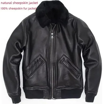 Moto bunda Leather Fashion Zimní bunda z pravé jehněčí kůže s kožešinovým lemem Velikost: L, Barva (Varianta): black natural fur