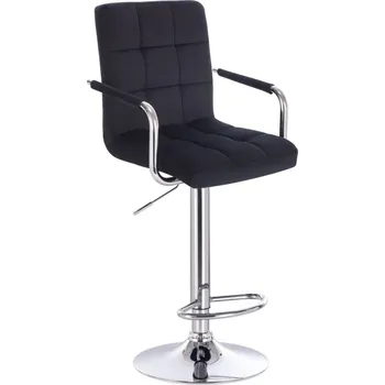 Barová židle LuxuryForm DESIGN Barová židle VERONA VELUR na stříbrném talíři - černá