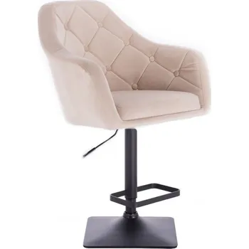 Barová židle LuxuryForm DESIGN Barová židle ANDORA VELUR na černé hranaté podstavě - krémová