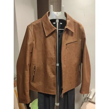 Moto bunda Leather Fashion Klasická motorkářská bunda z hovězí kůže v retro stylu Barva: Hnědá, Velikost: M