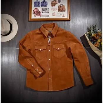 Moto bunda Leather Fashion Kožená košile z jemného italského semiše Barva: Šampaňská, Velikost: 4XL