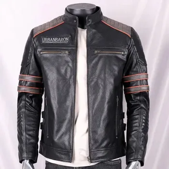 Moto bunda Leather Fashion Motorkářská bunda z pravé hovězí kůže s lebkou na zádech Barva: Černá, Velikost: L