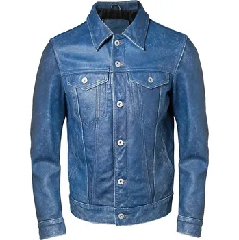 Moto bunda Leather Fashion Vintage bunda z hovězí kůže v elegantním stylu Velikost: S, Barva (Varianta): Vintage blue