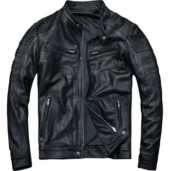 Moto bunda Leather Fashion Tenká kožená bunda z jehněčí kůže pro jarní období Velikost: M, Barva (Varianta): Tanned Sheepskin