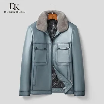 Moto oblečení Leather Fashion Zimní bunda z jehněčí kůže s límcem z pravé kožešiny Barva: Šedá, Velikost: 2XL