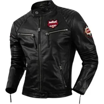 Moto bunda Leather Fashion Motorkářská bunda s výšivkou lebky z pravé hovězí kůže Velikost: M, Barva (Varianta): Black Cowhide