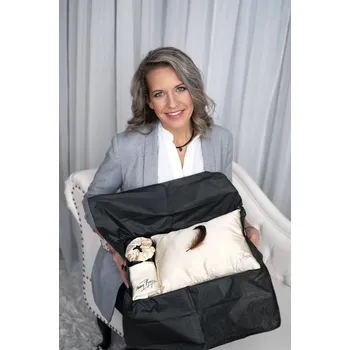 Dámský župan Dárková hedvábná sada, šál, polštář, gumička Barva: Champagne překrásný dárek